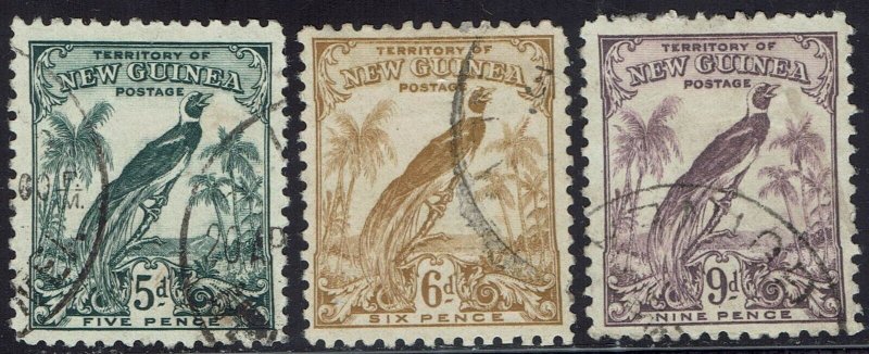 NEW GUINEA 1932 UNDATED BIRD 5D 6D AND 9D USED