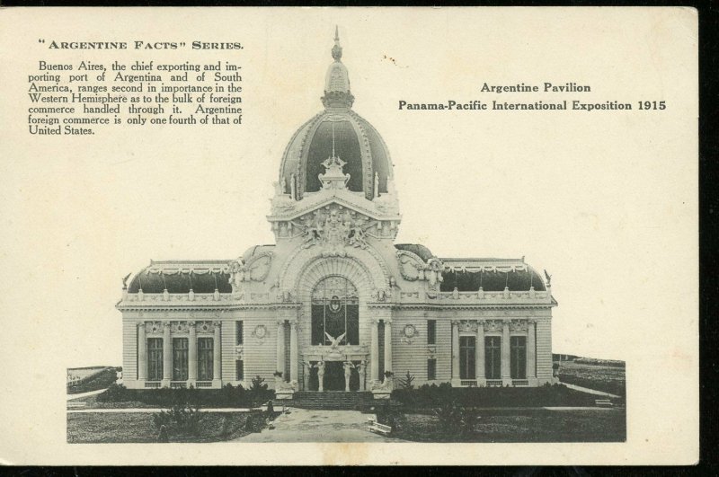 UNITED STATES 1915 POSTCARD ARGENTINE PAV FRANKED WITH 1c PANAMA-PACIFIC STAMP 