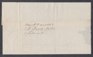 US 1803 SFL, NY to Bordeaux, France, Ouverte a l'amiraute de Londres, censored