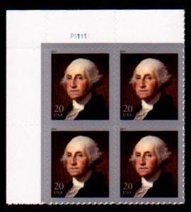 U.S.#4504 George Washington 20c Plate Block of 4, MNH.