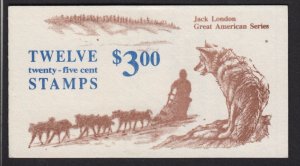 1988 JACK LONDON BK150 Sc 2182a  plate number 1, mint booklet 25c rate