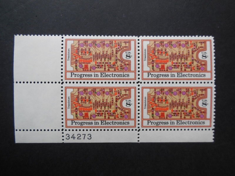 #1501 6c Progress in Electronics Plate Block #34273 LL MNH OG VF