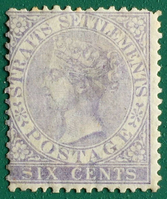 MALAYA 1868 Straits Settlements QV 6c CC MLH SG#13 M2683