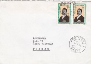 French Colonies Port-Gentil 1974 Cancels President Bongo Stamps Cover Ref 44714