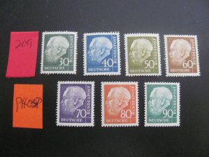 GERMANY 1956-57 MNH SC 755-761 PHOSPHERS XF (209)