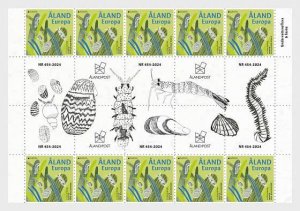 Aland 2024 Europa Underwater fauna flora block of 10 stamps with all labels MNH