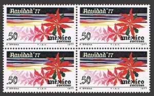 Mexico 1159 block/4,MNH.Michel 1565. Christmas 1977.Poinsettia.