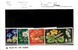 Great Britain, Postage Stamp, #414-417 Mint NH, 1964 Flowers (AD)