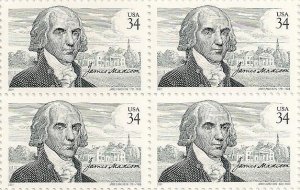 US 3545 James Madison 34c block MNH 2001