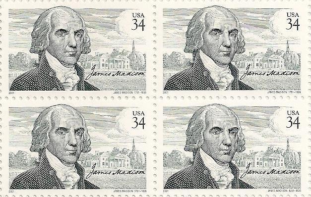 US 3545 James Madison 34c block MNH 2001