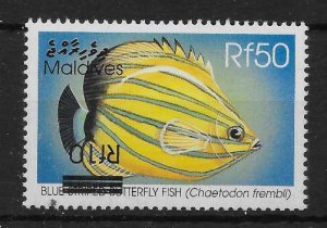 MALDIVE ISLANDS SG3460bb 2001 10r on 50r DEFINITIVE WITH SURCHARGE INVERTED MNH