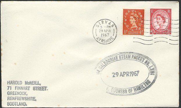 GB SCOTLAND 1967 cover Clyde Steamer cachet DUCHESS OF HAMILTON............48220