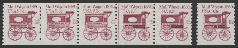 U.S. #1903 MNH Plate #1 Strip of 5  9.3¢ Bulk Rate Mail Wagon