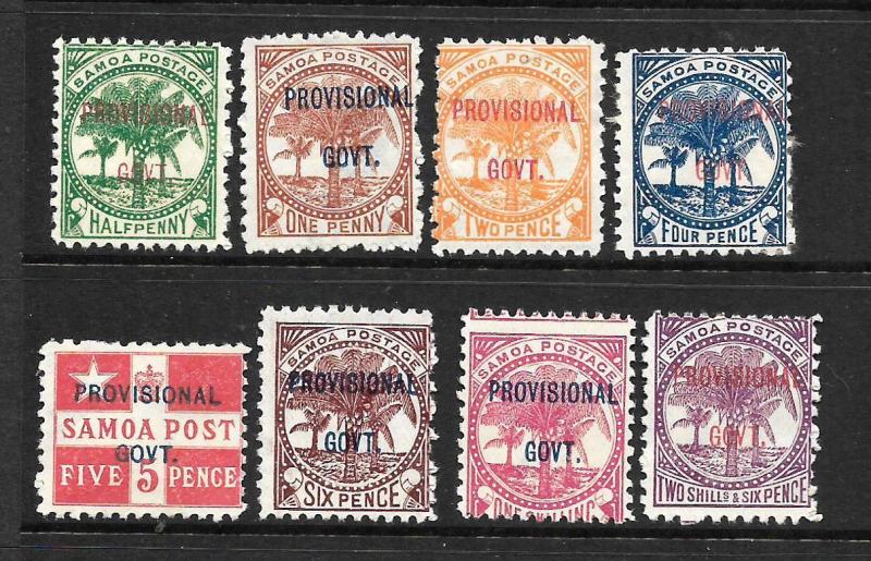 SAMOA  1899-00  PROVISIONAL GOVT SET 8    MH    SG 90/97