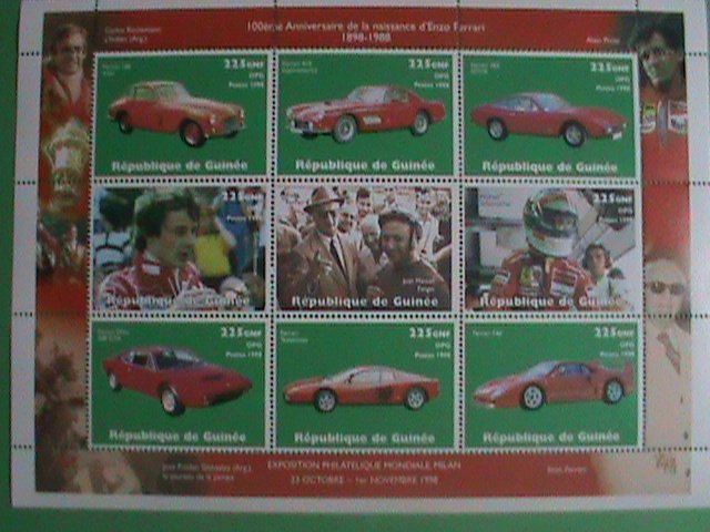 1998-GUINEA STAMP-CLASSIC RACE CAR & THE WINNERS- MINT-NH FULL STAMP SHEET