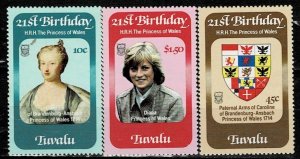 TUVALU 1982 21ST BIRTHDAY OF HRH PRINCESS DIANA MNH