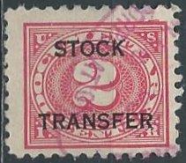 US RD2 (used) 2¢ Stock transfer, car rose (1918)