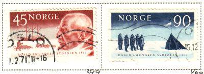 Norway Sc 399-0 1961 Amundsen stamp set used