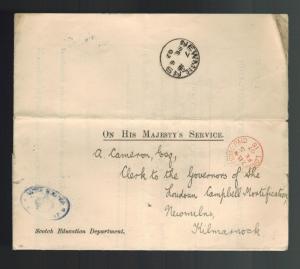 1907 Scotland Stampless Letter Cover Board of Education