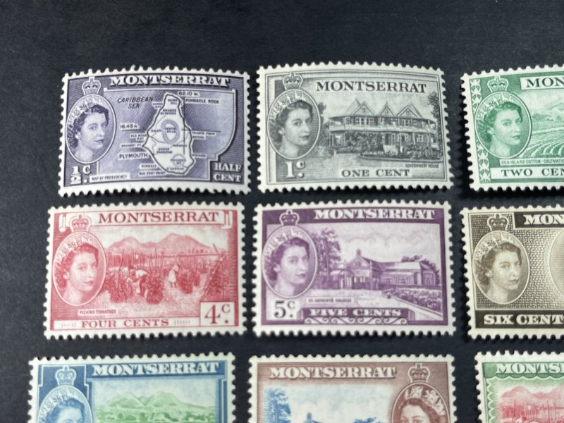 MONTSERRAT # 128-142-MINT/NEVER HINGED & MINT/HINGED---COMPLETE SET---1953-57