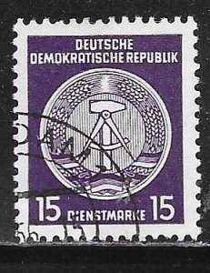 Germany DDR O21: 15pf Arms of the Republic, CTO, VF