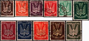 Germany #C3-C11, C13-C14, W/o C12, Incomplete Set(11), 1922-1923, Birds, Used