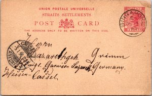 1896 Singapore Malaya Postcard Postal Stationary Cover to Cassel Germany