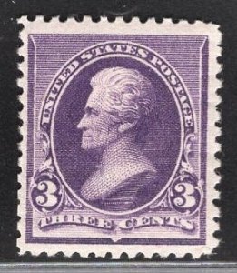 US Stamp #221 3c Purple Jackson MINT HINGED SCV $55.00