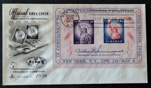 1956 US Sc. #1075 FIPEX Souvenir Sheet, Art Craft FDC, good shape