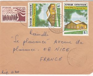 French Colonies 1972 Xylophone & Cathedral of Berberati Stamps Cover Ref 44678