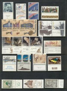 Israel 1980's selection of 15 VFMNH tabbed  sets CV $23.80