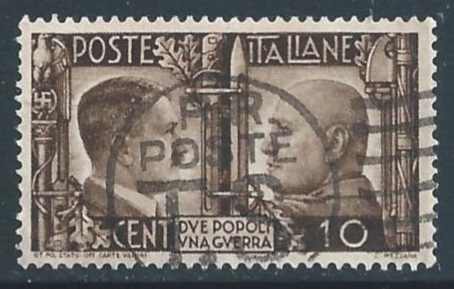 Italy #413 Used 10c Adolf H. & Mussolini