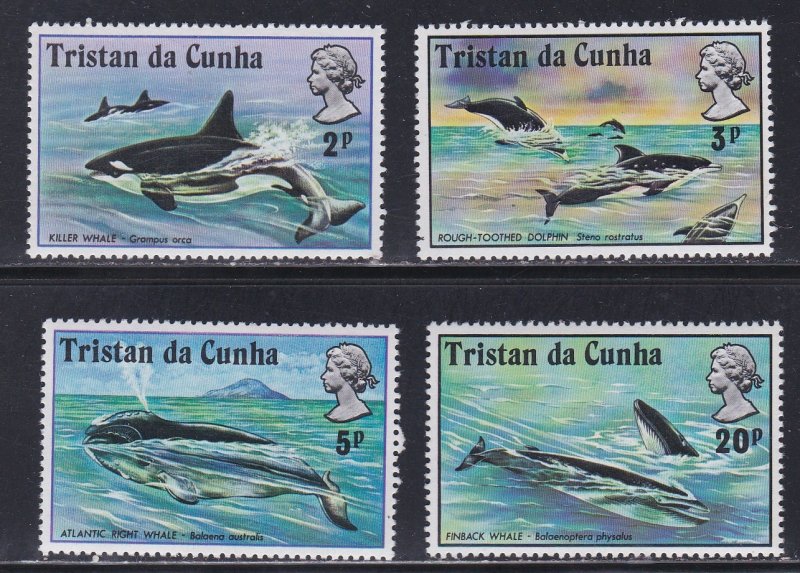 Tristan Da Cunha # 202-205, Whales & Dolphins, NH, 1/2 Cat.