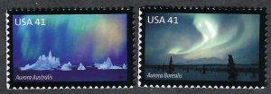 United States #4203-04 41¢ Polar Lights (2007). Two singles from sheet. MNH