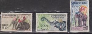 LAOS Scott # 41-3 MH - Elephants - Album Ink Transfer On Back