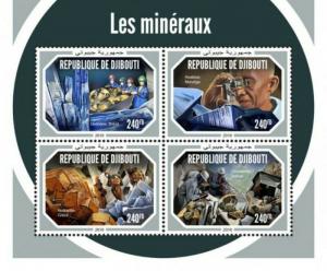 Djibouti - 2019 Minerals on Stamps - 4 Stamp Sheet - DJB18615a