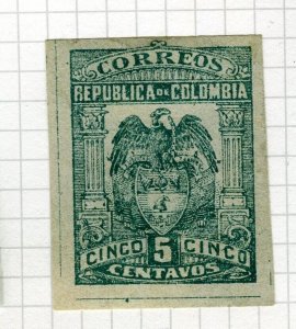 COLOMBIA; 1902 early Coat of Arms issue IMPERF Mint hinged Shade of 5c. value