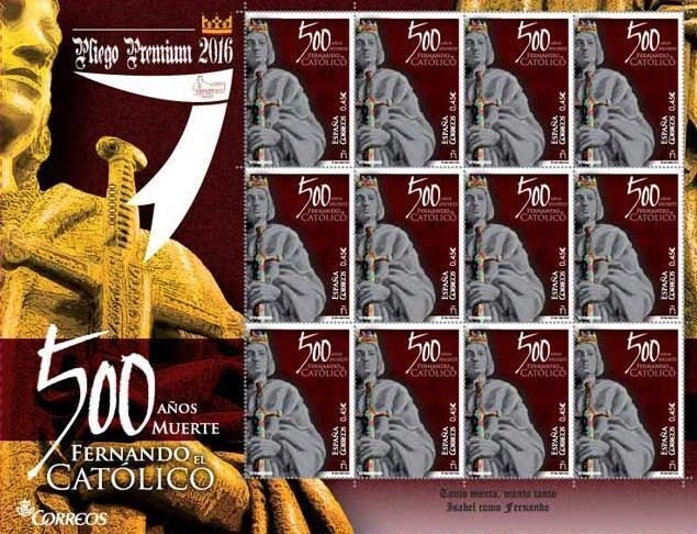 ESPAÑA SPAIN 2016 KING FERNANDO THE CATHOLIC PREMIUN PANE N-38