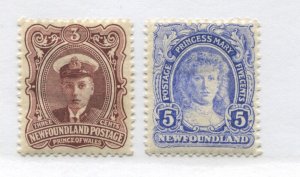 Newfoundland 1911 Royals 3 cents and 5 cents mint o.g. hinged