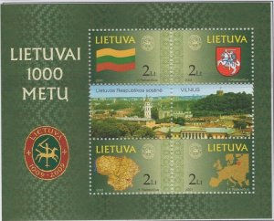 Lithuania 2001 Sc 697 Lithuania's 1000th ann in 2009 Sheet of 4