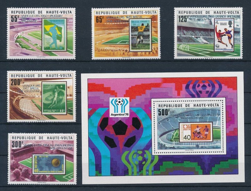 [111060] Upper Volta & Burkina Faso 1979 Football soccer Silver OVP Sheet MNH