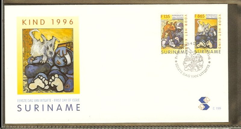 1996 - Rep. Surinam FDC E199 - Art - Paintings - Jan Telting - Child series [...