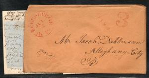 US Stampless Mercersburgh PA Early 3c Paid 1851 B914