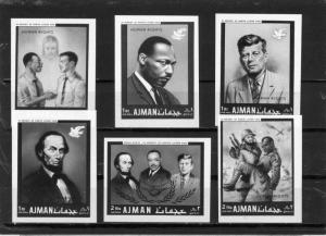 AJMAN 1968 FAMOUS PEOPLE SET OF 6 STAMPS IMPERF. MNH