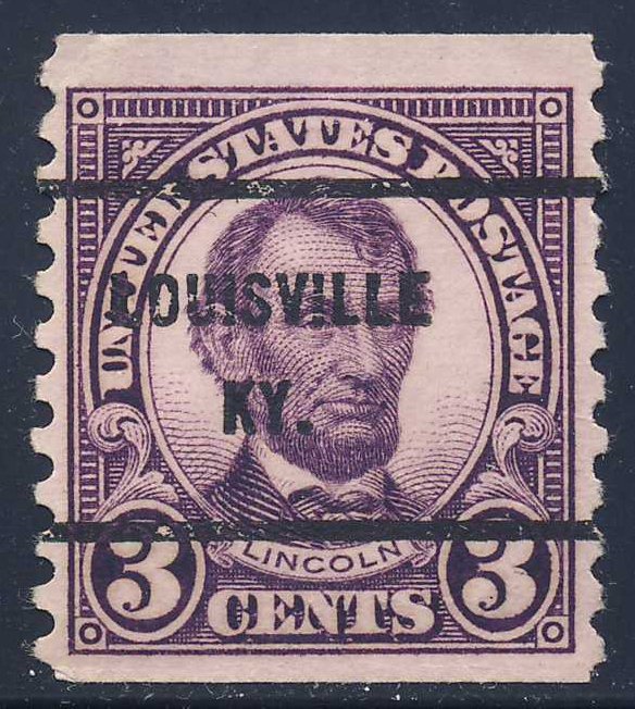 Louisville KY, 600-61 Bureau Precancel, 3¢ coil Lincoln