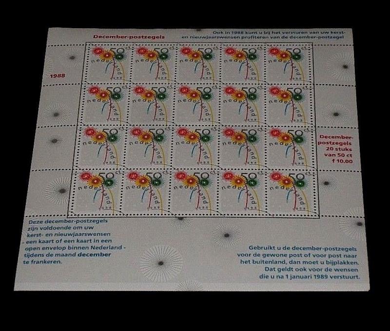 NETHERLANDS #739a, 1988, HOLIDAY GREETINGS, SHEET/20, MNH,  NICE! LQQK!