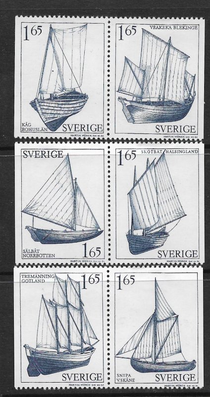 SWEDEN,1360-1365 HINGED ,PAIRS, SAIL BOAT