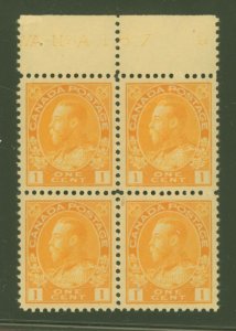 Canada #105 Mint (NH) Plate Block