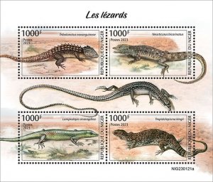 NIGER - 2023 - Lizards - Perf 4v Sheet - Mint Never Hinged