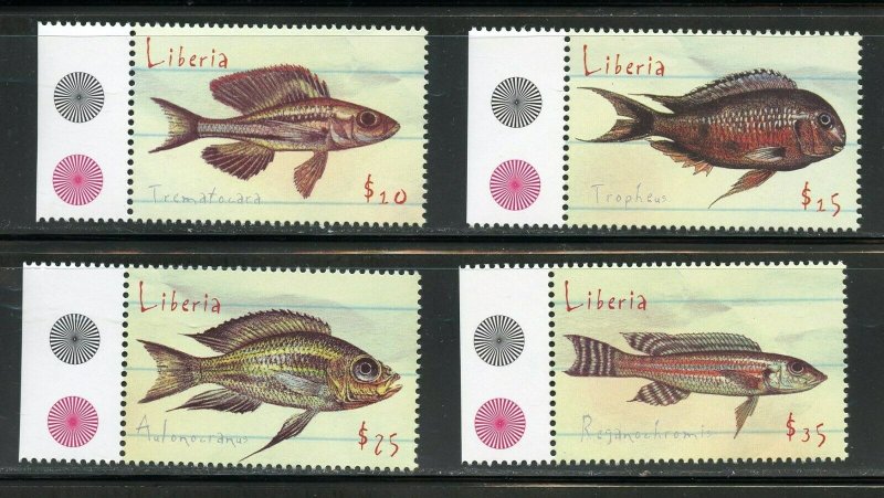 LIBERIA FISH SET, SOUVENIR SHEET & SHEET  MINT NH